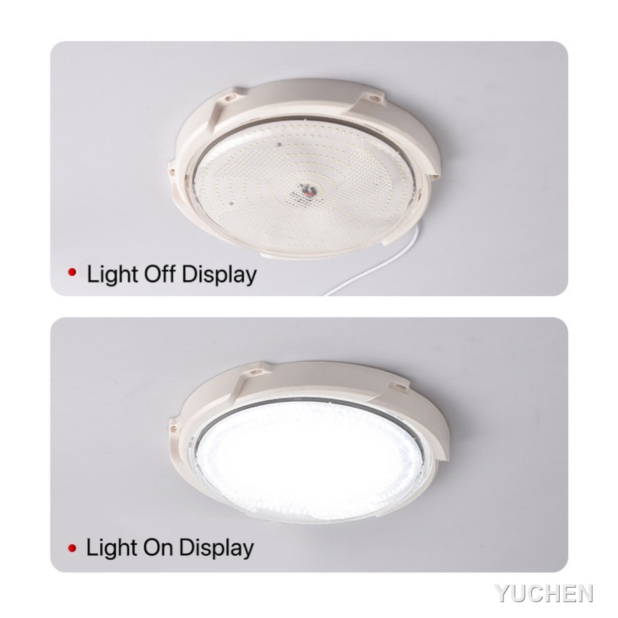 Solar ceiling light and solar panel on white background