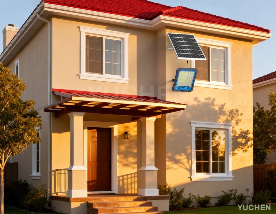 M1 floodlight installed on a villa exterior wall